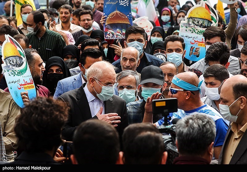 حضور رئیس مجلس در راهپیمایی روز قدس