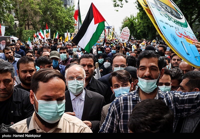حضور رئیس مجلس در راهپیمایی روز قدس