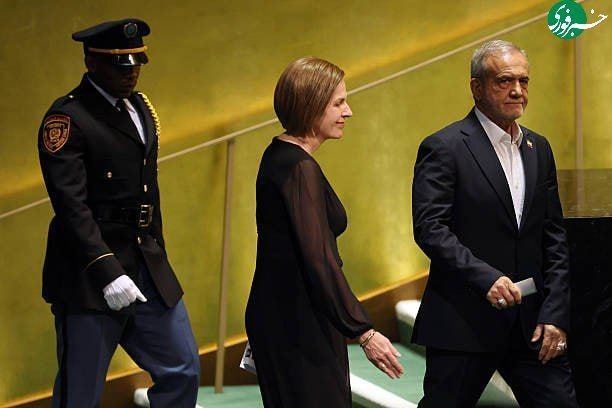 تصاویری از پزشکیان حین سخنرانی در سازمان ملل