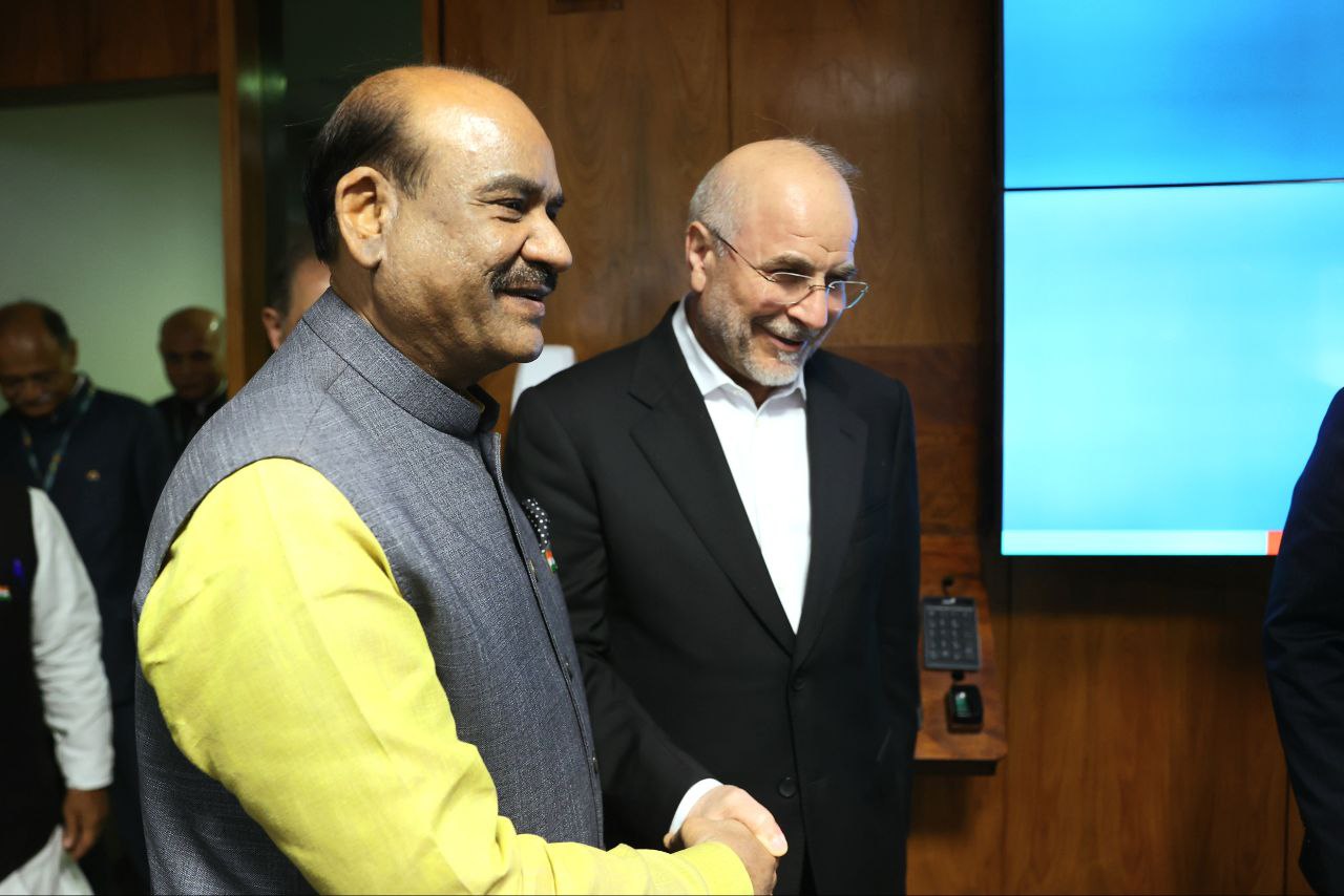 دیدار و نشست قالیباف و هیات پارلمانی با اوم برلا، رئیس مجلس نمایندگان هند