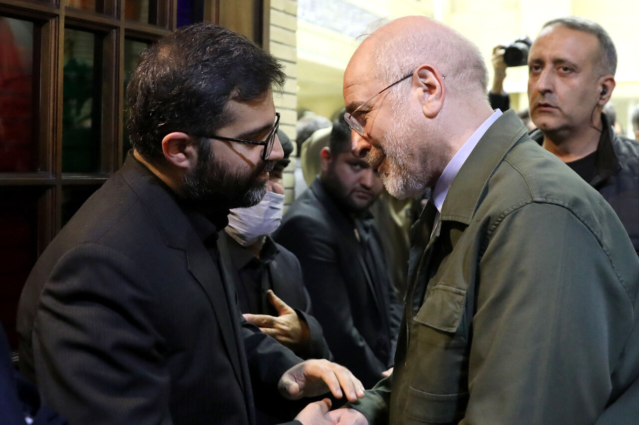 حضور قالیباف در مراسم ختم همسر و فرزندان معاون رئیس جمهور