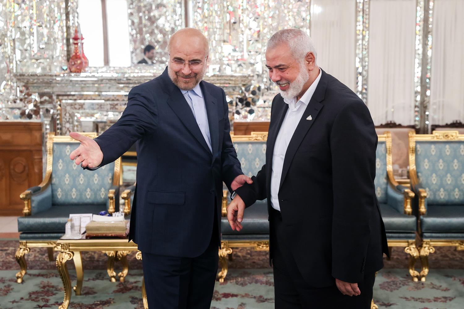 دیدار اسماعیل هنیه با محمدباقر قالیباف