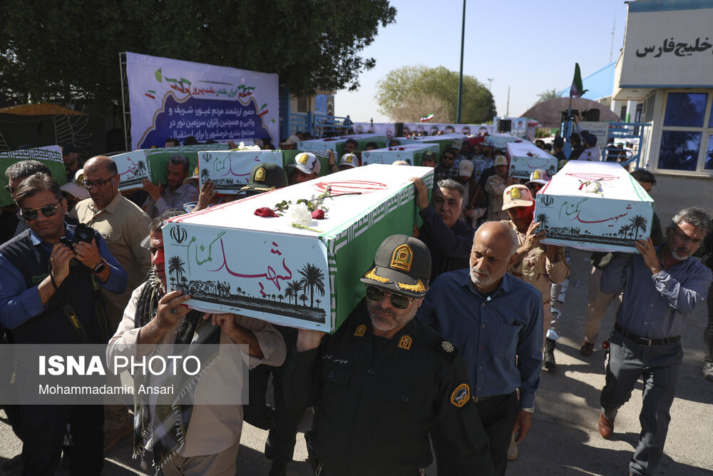 ورود پیکر پاک ۸۵ شهید دفاع مقدس از مرز آبی اروند