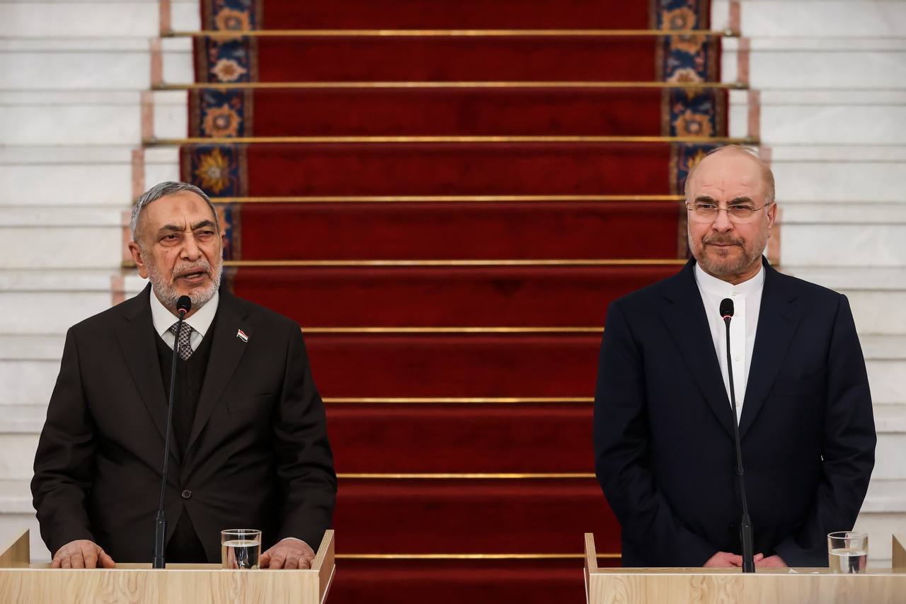 کنفرانس خبری مشترک قالیباف و محمود المشهدانی