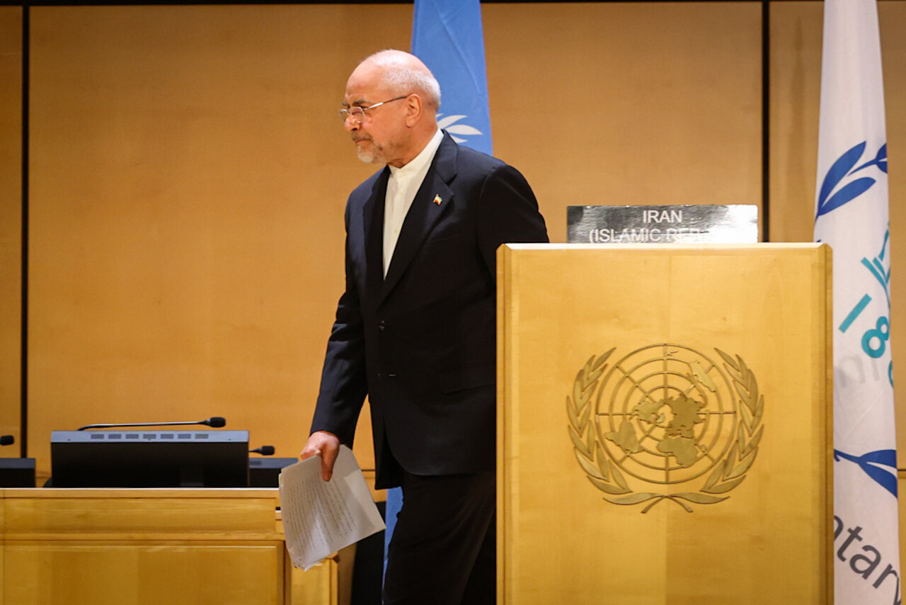 سخنرانی قالیباف در ششمین کنفرانس رؤسای مجالس جهان