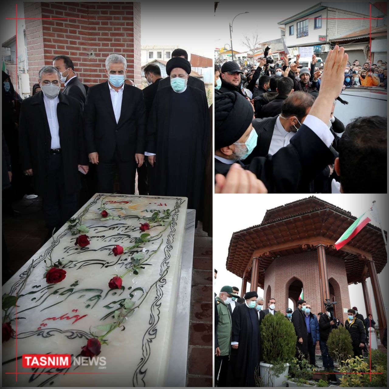 رئیس‌جمهور بر مزار میرزا کوچک خان جنگلی