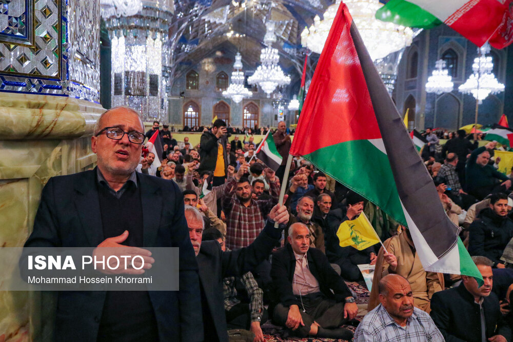 مراسم گرامیداشت شهید سیدحسن نصرالله همزمان با تشییع شهدا در لبنان - مشهد