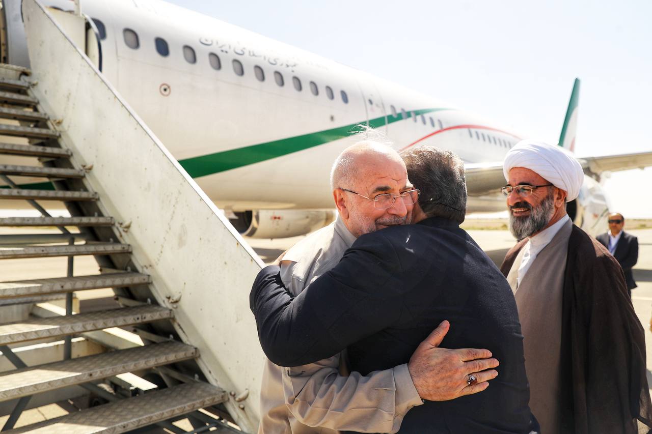 استقبال از قالیباف در فرودگاه سمنان