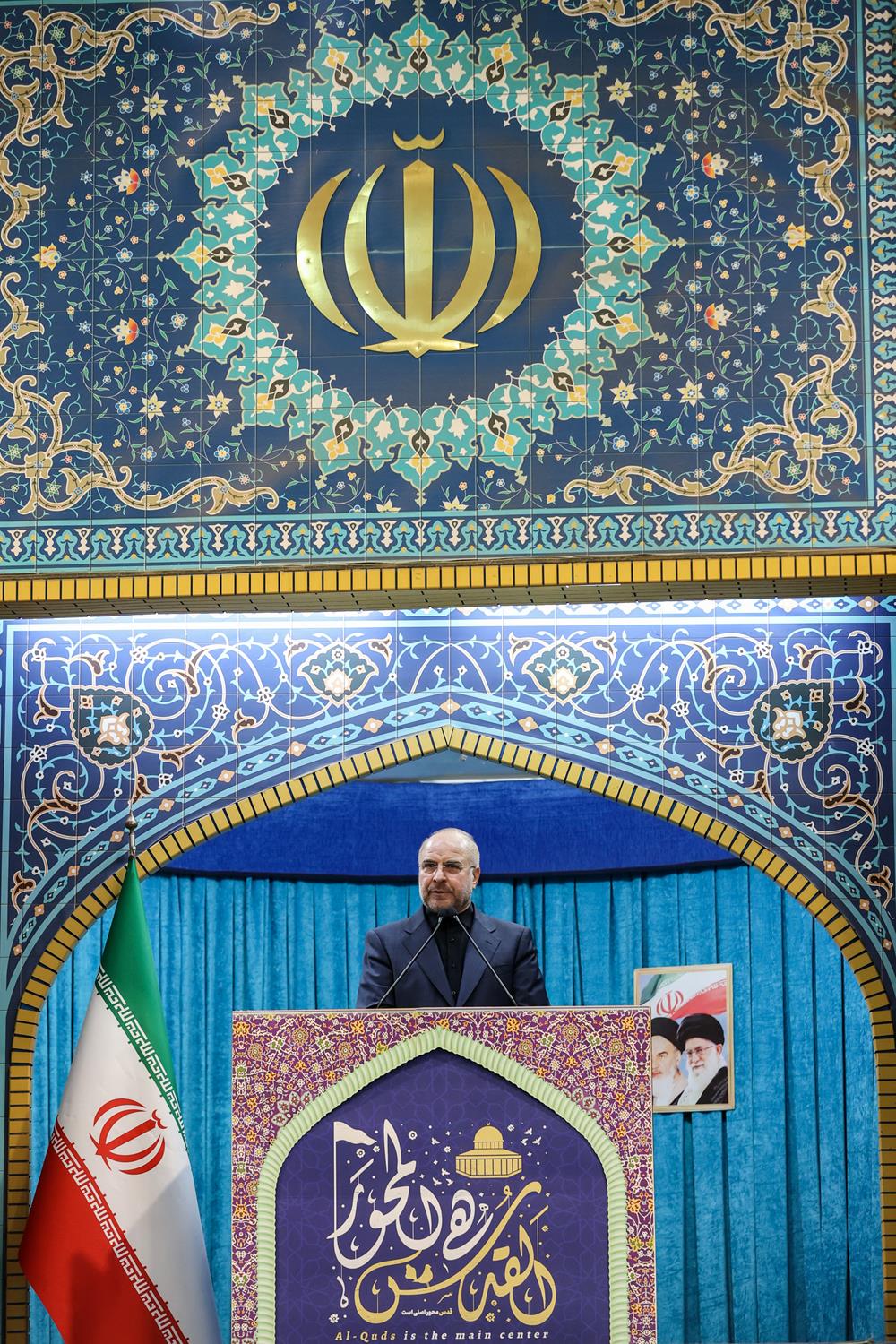 سخنرانی قالیباف پیش از خطبه‌های نماز جمعه روز قدس