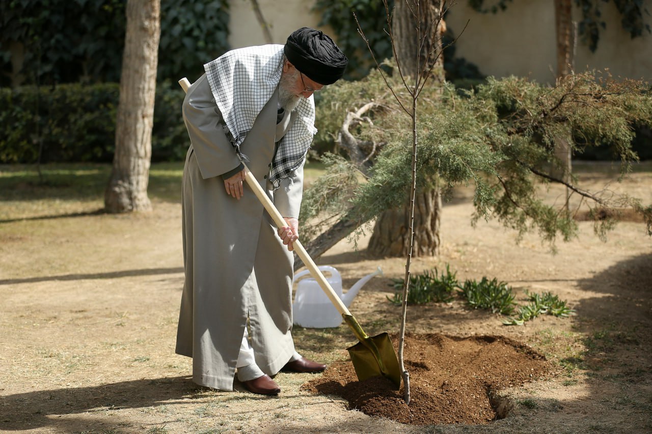  رهبر انقلاب در روز درختکاری