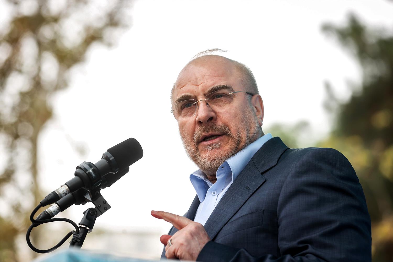 حضور و سخنرانی قالیباف در راهپیمایی ۱۳ آبان