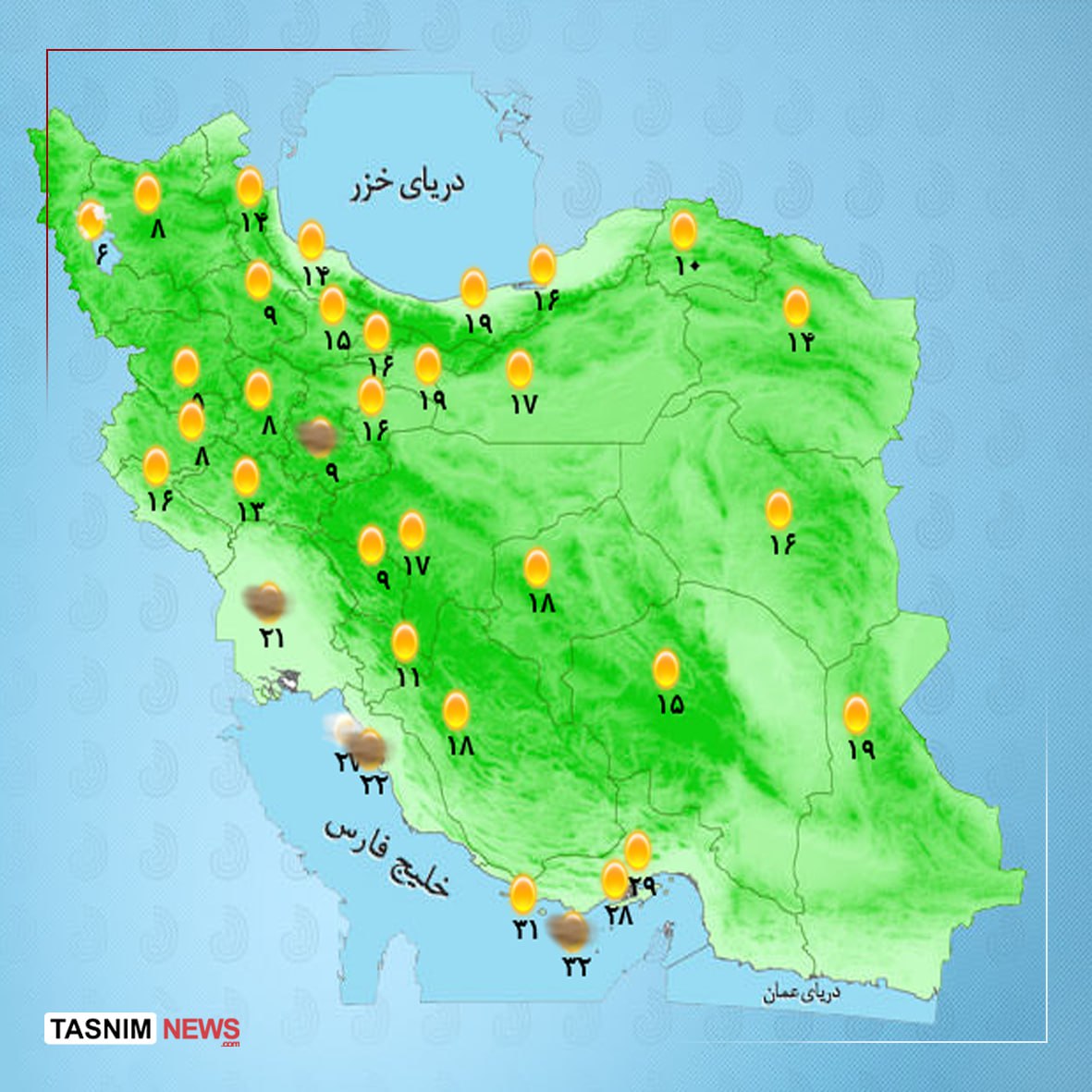 نقشه هوای استان ها
