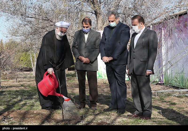 کاشت یک اصله نهال توسط روحانی