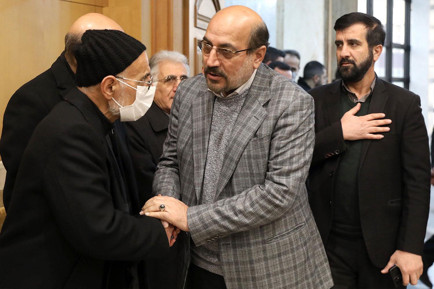 حضور قالیباف در مراسم ختم پدر سیدمصطفی آقامیرسلیم