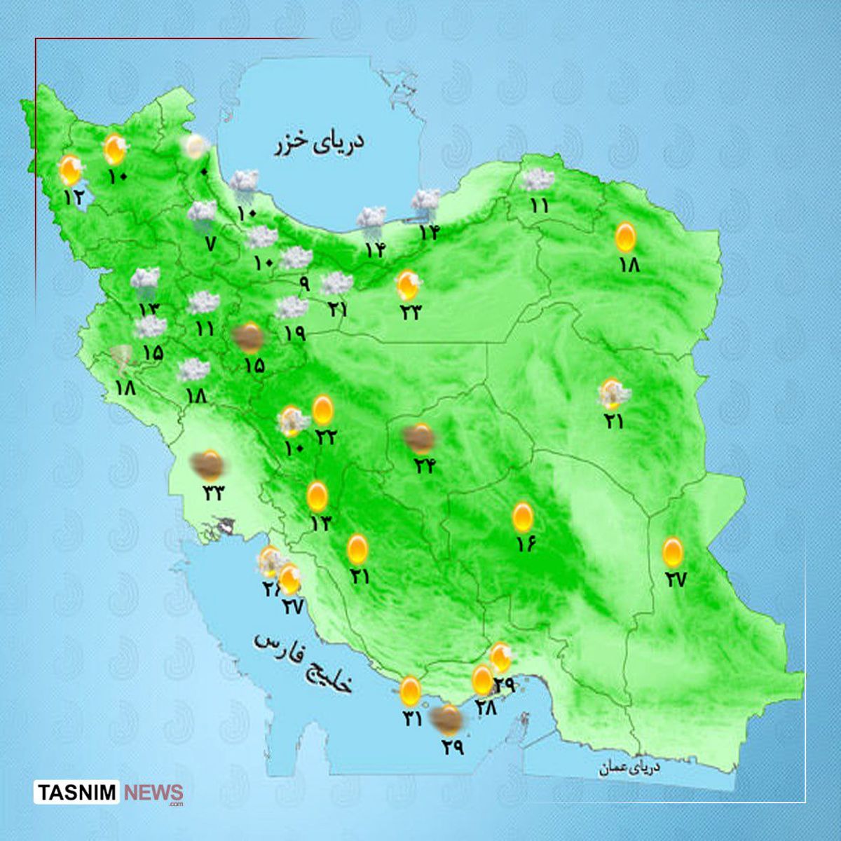 هوای استان ها امروز 10 اردیبهشت | رگبار و باد شدید تا شنبه در ۵ استان| افزایش دما در اغلب مناطق کشور