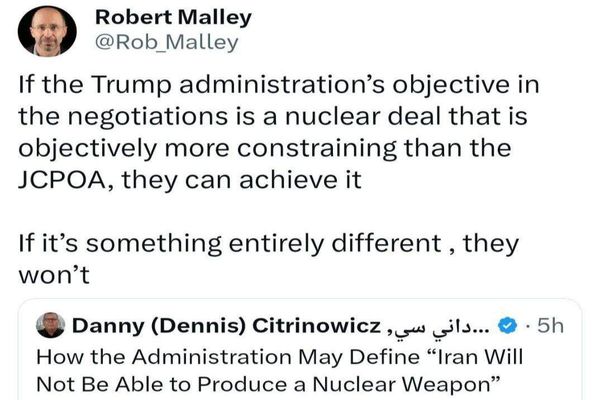 پیش بینی رابرت مالی درباره  مذاکرات ایران و آمریکا