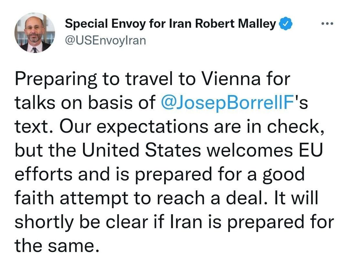 توییت رابرت مالی درباره دور جدید مذاکرات رفع تحریمها در وین