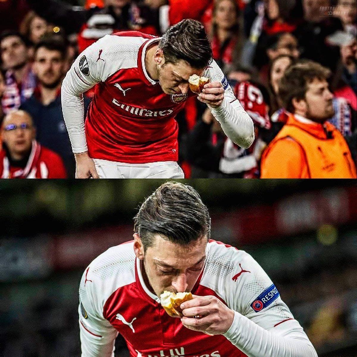 واکنش زیبای مسوت اوزیل به پرت کردن نان به سمتش +عکس