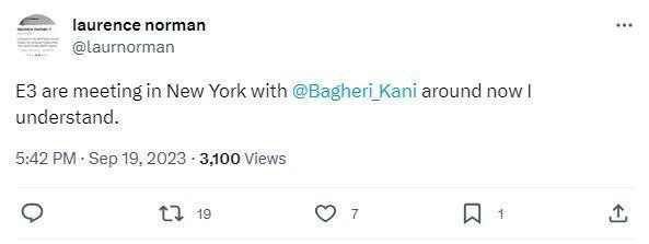 خبرنگار وال‌استریت ژورنال: علی باقری و تروئیکای اروپایی در نیویورک دیدار کردند