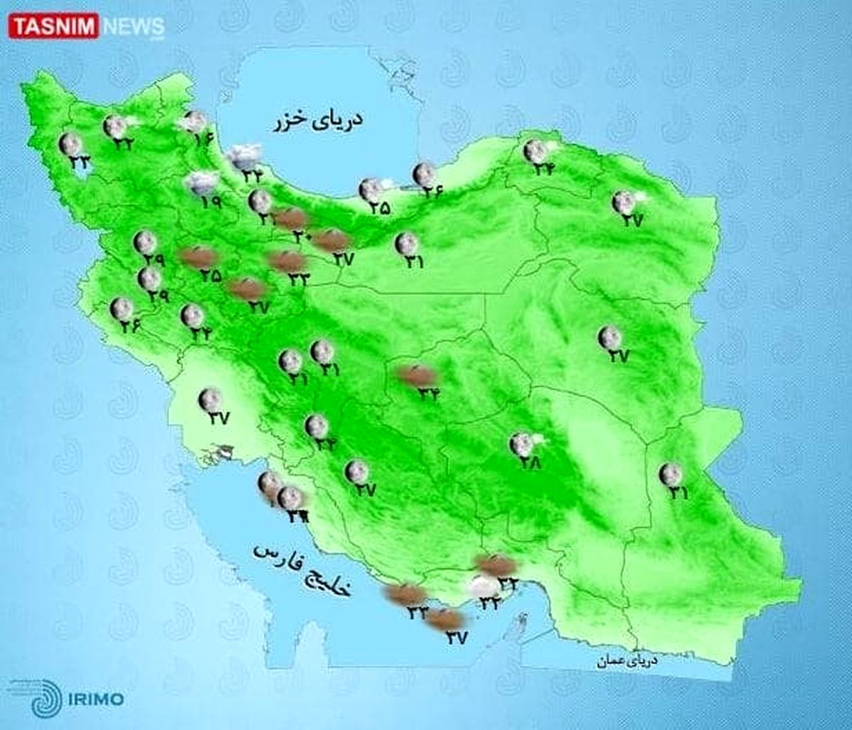 رگبار باران و باد شدید موقت در برخی استان‌ها‌