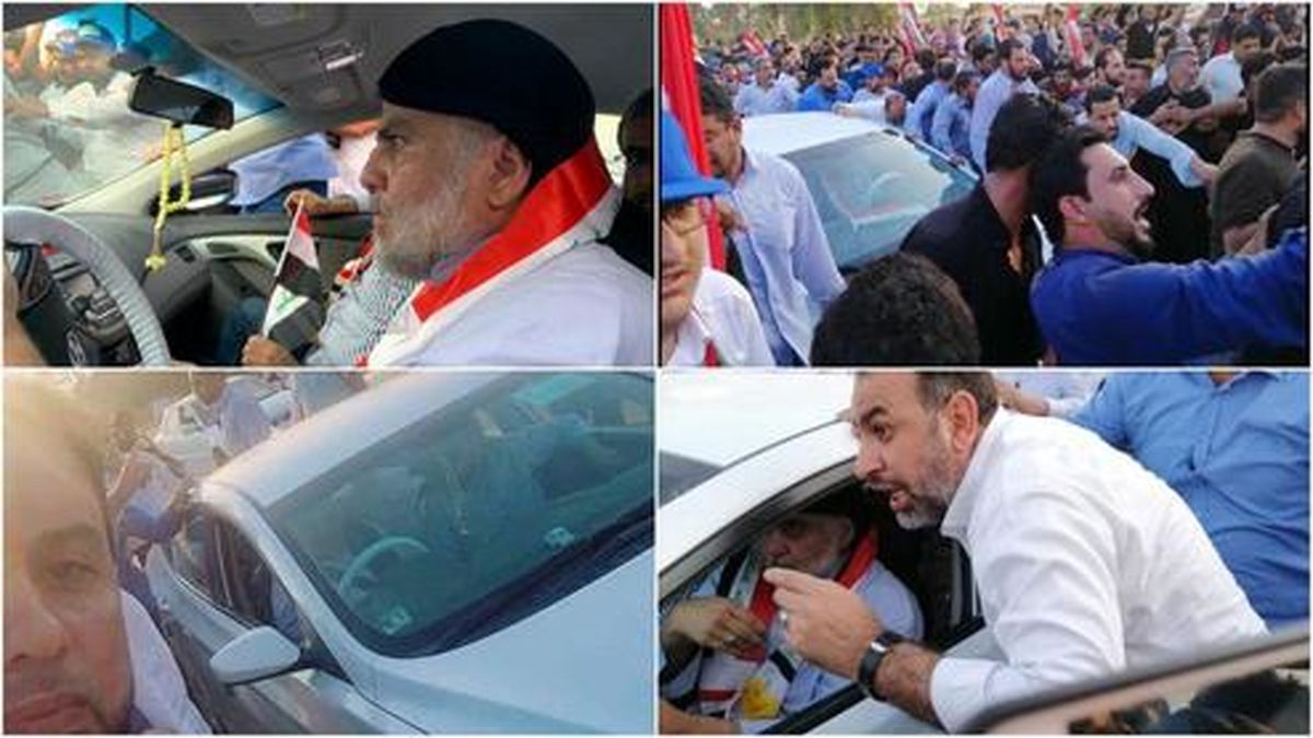 مقتدا صدر با ظاهری متفاوت در میان تظاهرکنندگان نجف +عکس