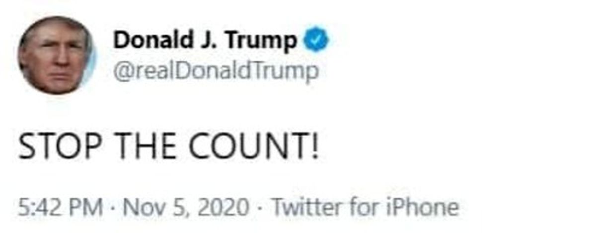 جدیدترین توئیت ترامپ: شمارش آرا را متوقف کنید