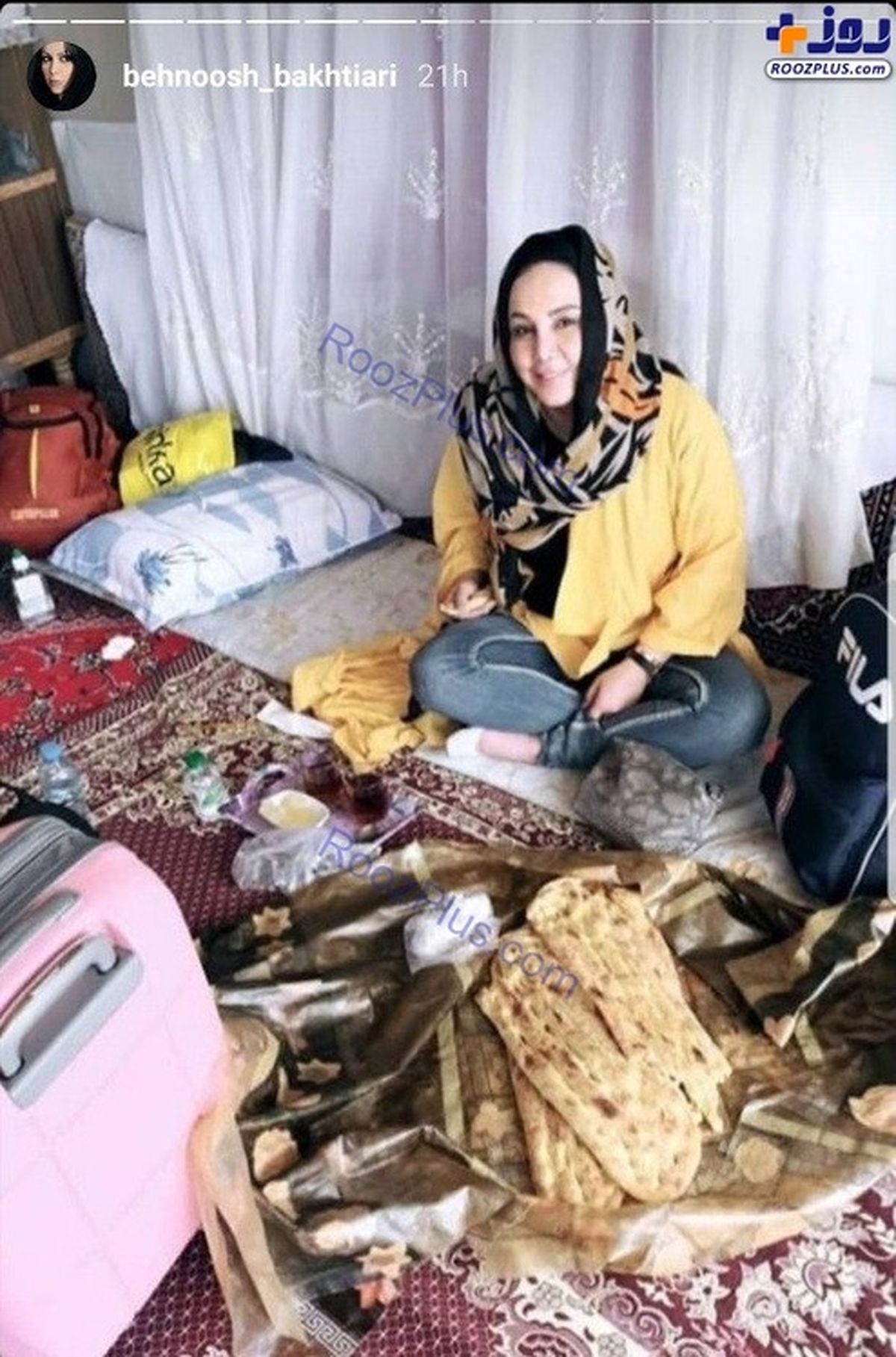 صبحانه ساده بهنوش بختیاری در خانه روستایی+عکس