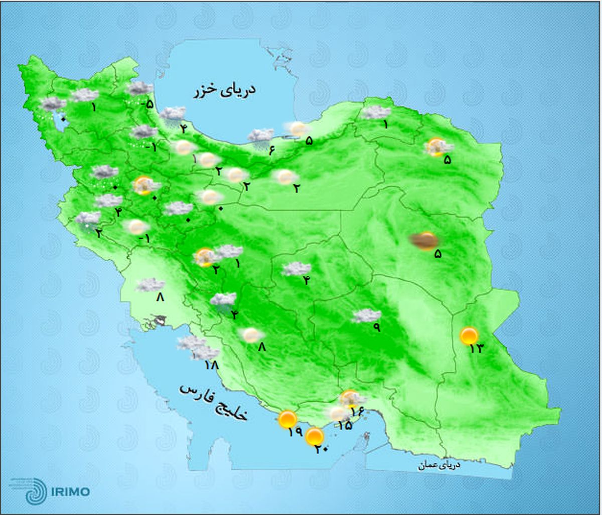 از گردوخاک در خوزستان تا بارش سواحل خزر +نقشه