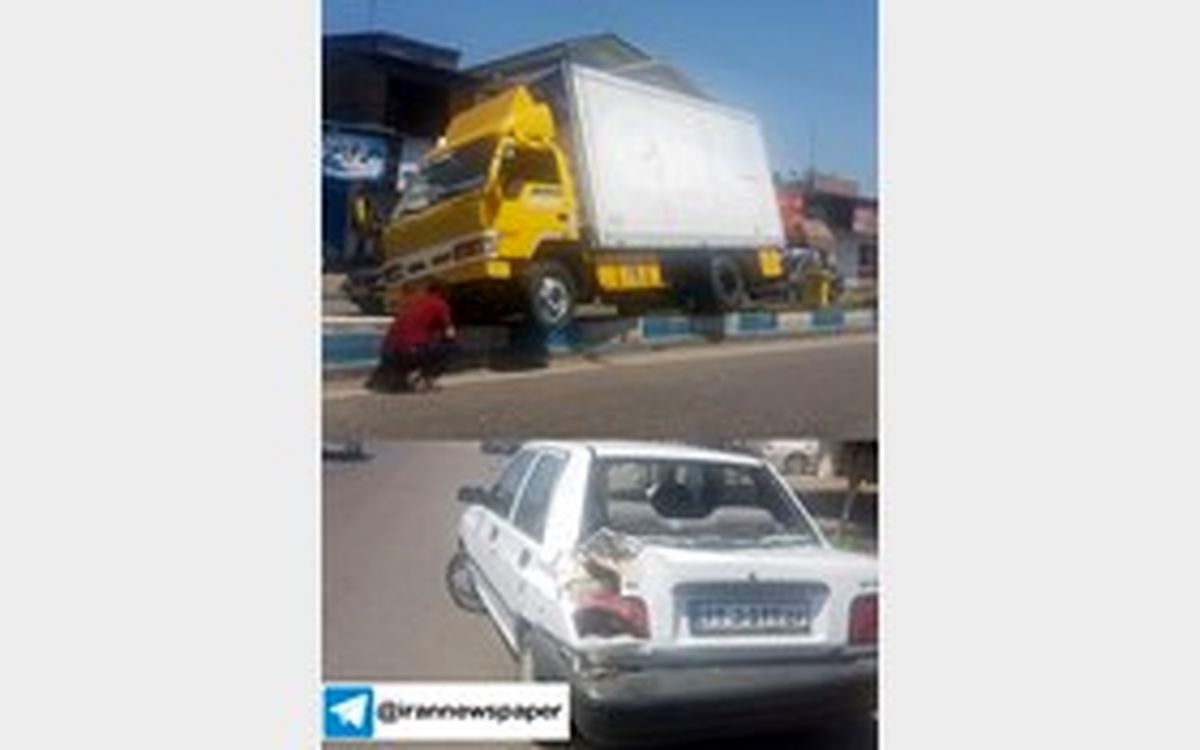 پرواز کامیون پس از کوبیدن به پراید! +عکس