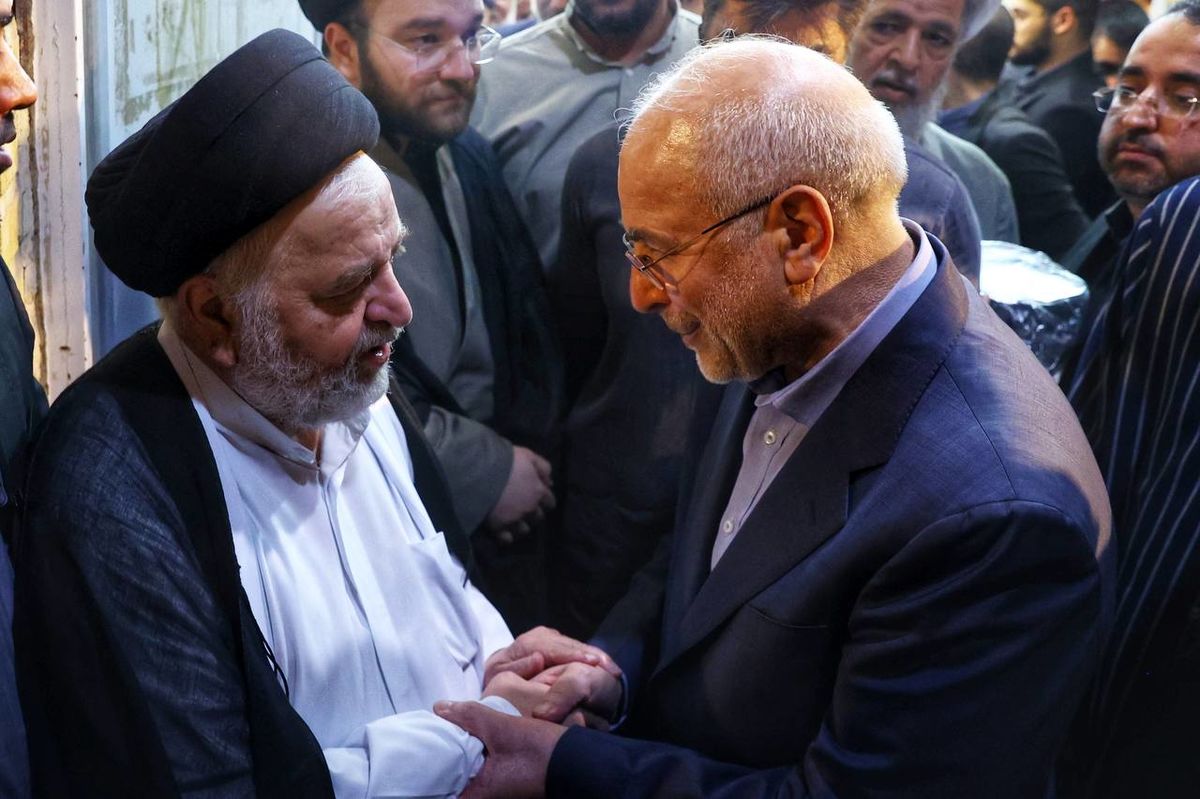 حضور قالیباف در مراسم بزرگداشت همسر آیتالله سیستانی +فیلم