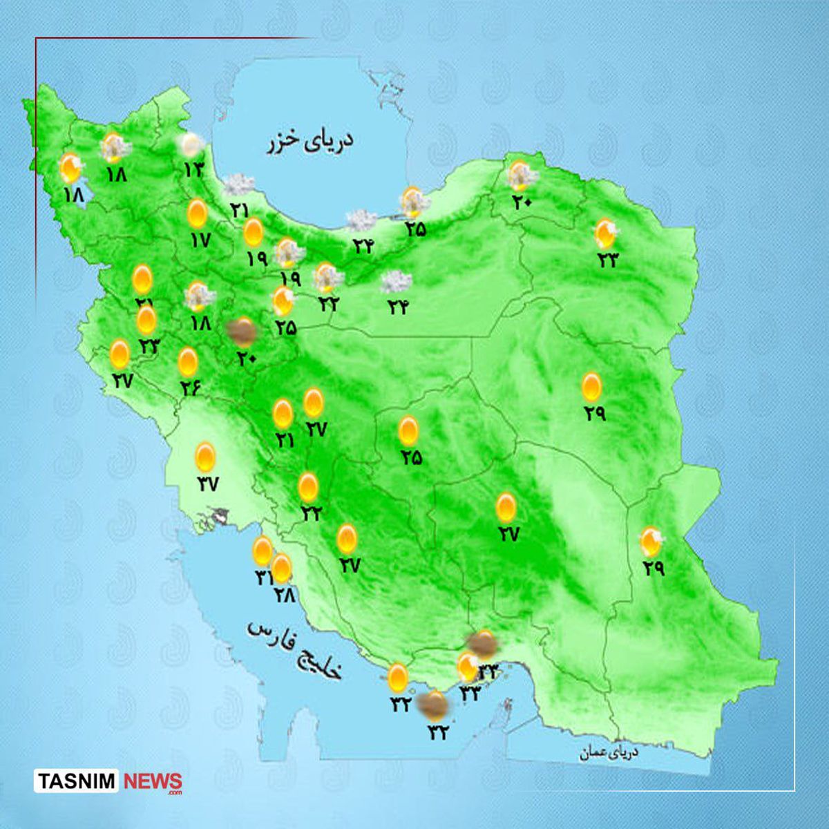 رگبار و رعدوبرق امروز و فردا در شمال غرب کشور + نقشه هوای استان ها