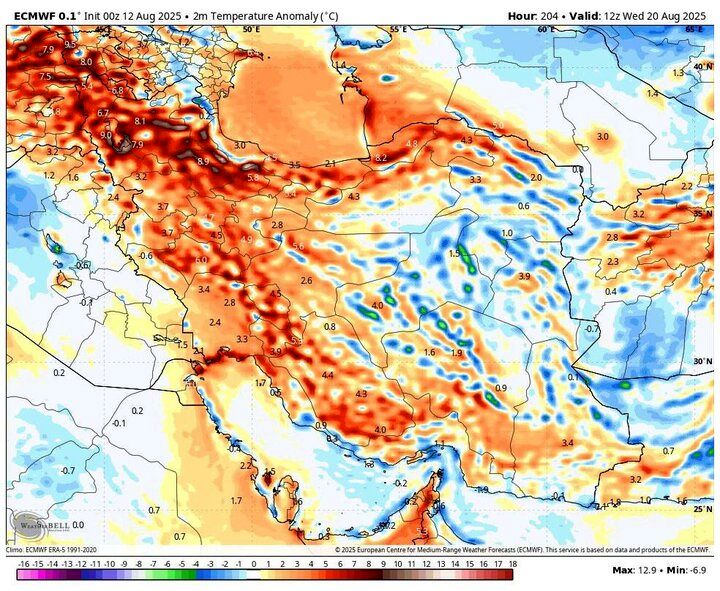 نقشه آب و هوای استان ها امروز 22 مرداد | هشدار افزایش شدید گرمای هوا |رگبار باران در ۹ استان