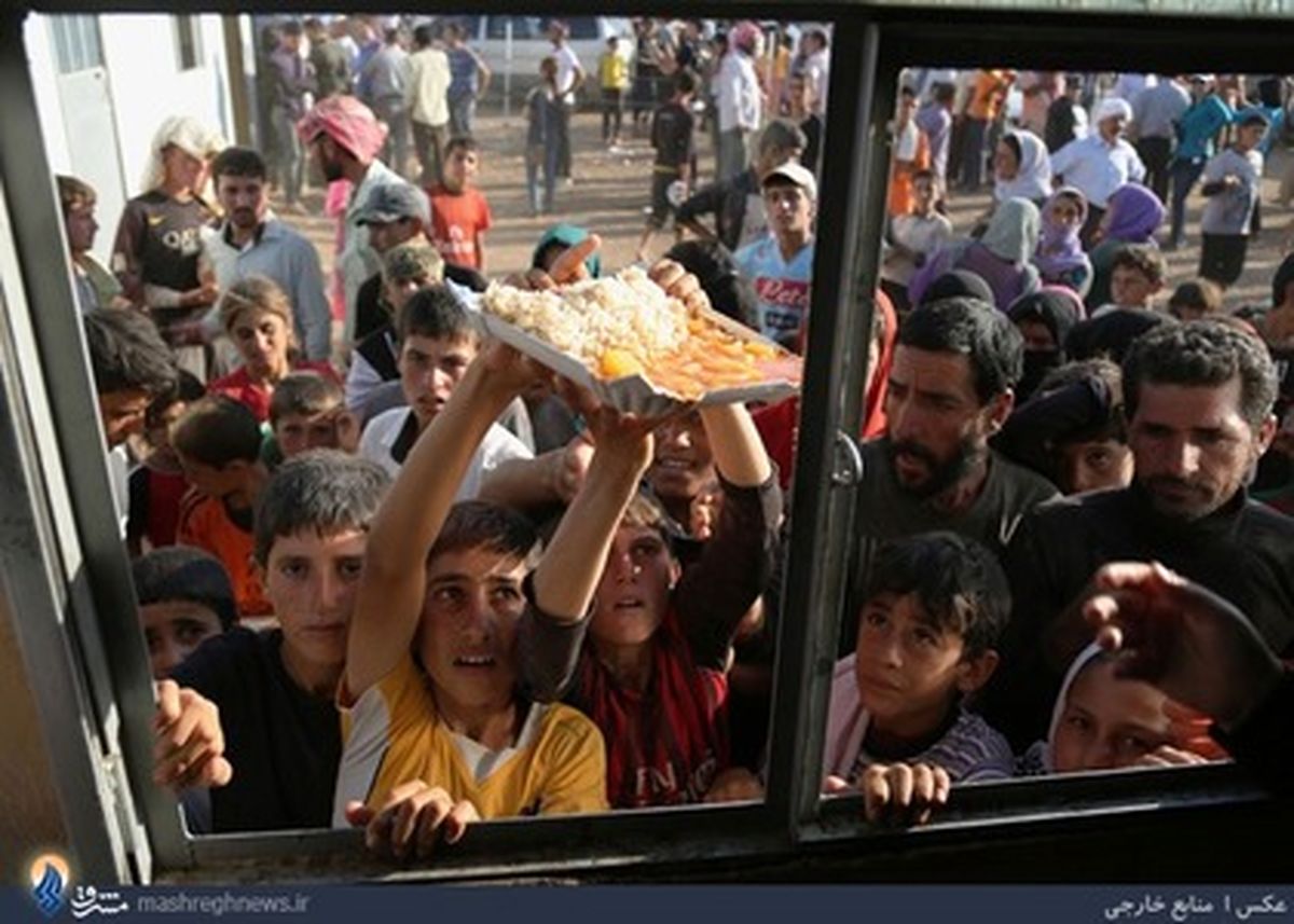 عکس/ توزیع غذا میان آوارگان ایزدی