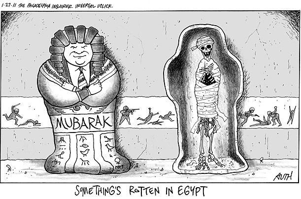 مبارک در نگاه کاریکاتوریست های رسانه های خارجی