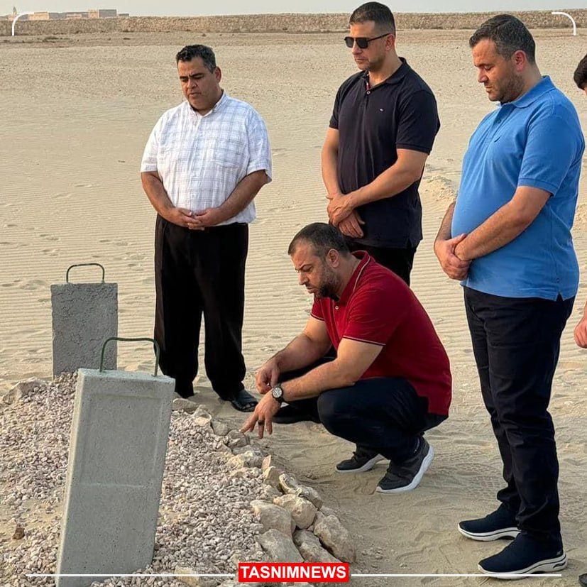 حضور فرزندان شهید هنیه بر مزار پدر +عکس