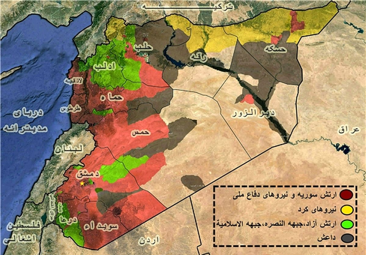 مناطق تحت تصرف ارتش سوریه، داعش و معارضین ارتش سوریه + جدیدترین نقشه