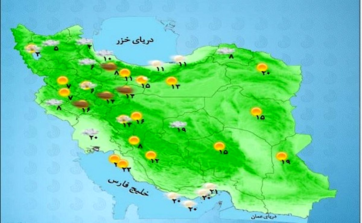 رگبار باران با رعد و برق در برخی استان‌ها +جدول