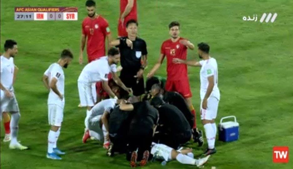 لحظه مصدومیت و برخورد سنگین میلاد سرلک با عمرالخربین +فیلم