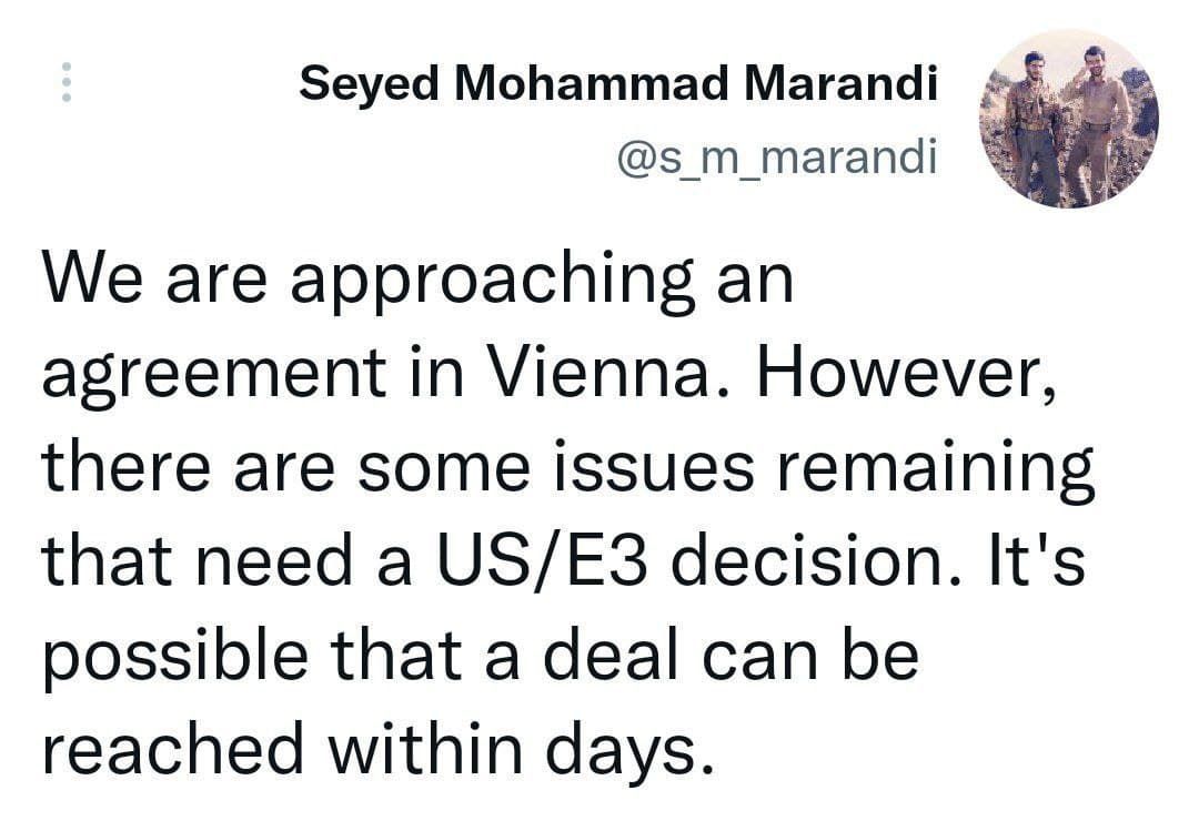 مرندی: این امکان وجود دارد که ظرف چند روز به توافقی برسیم