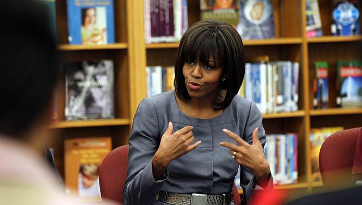 همسر اوباما در مدرسه/عکس