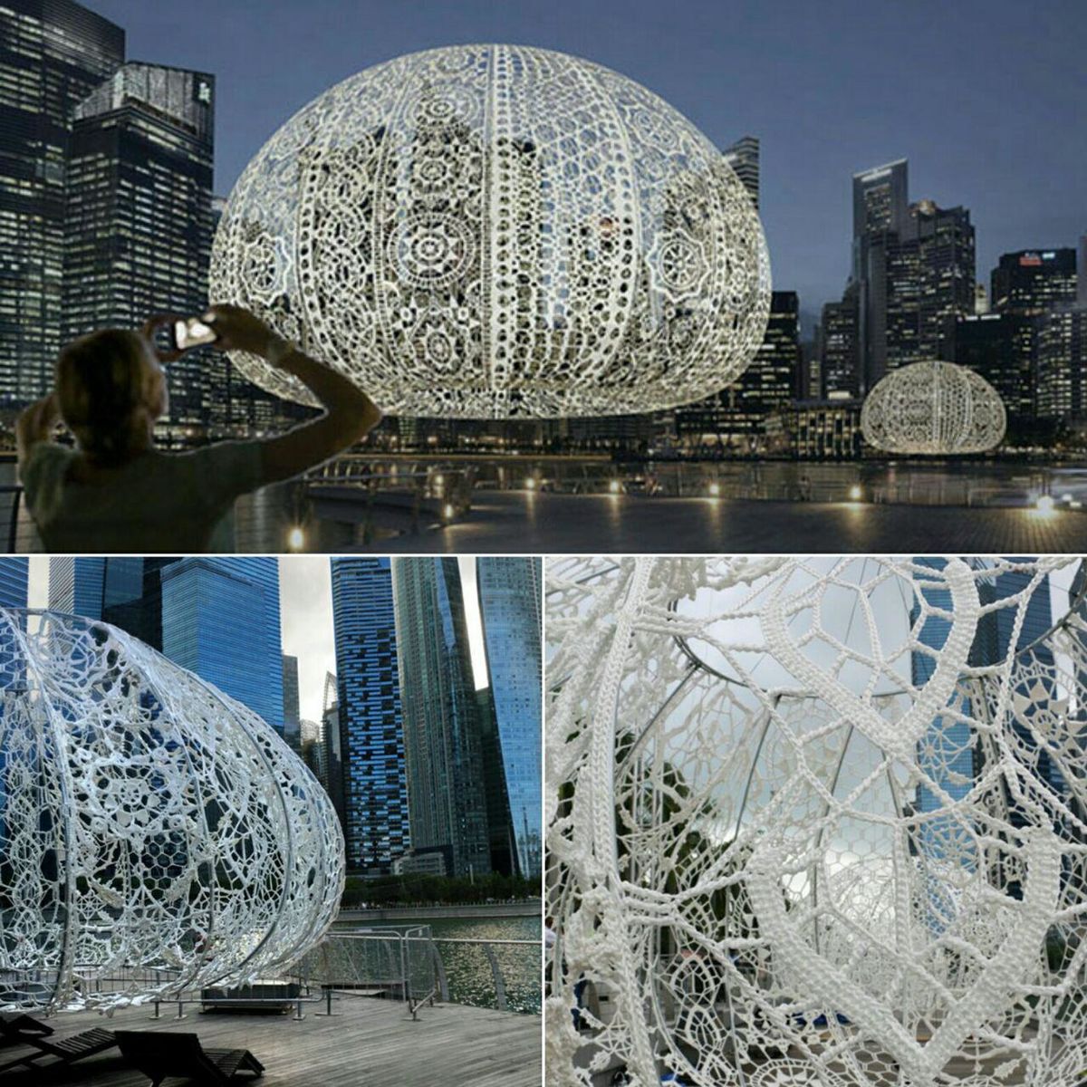 عکس: نصب گنبدهای قلاب‌دوزی‌شده‌ در سنگاپور