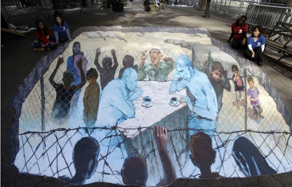 عکس/نقاشی سه بعدی از اوباما و پوتین