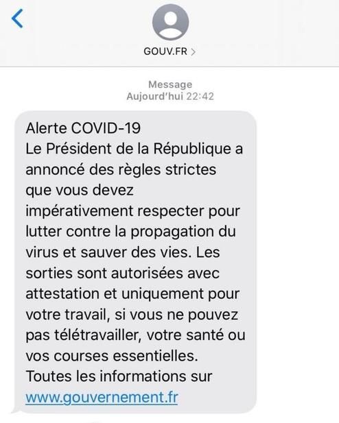 پیامک قرنطینه در فرانسه +عکس