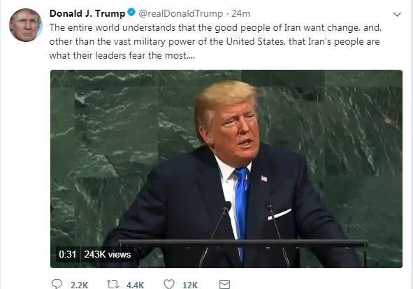حمایت توئیتری ترامپ ازبرخی ناآرامی‌ها در ایران +عکس