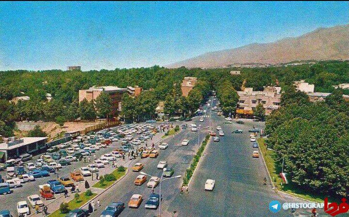 عکس رنگی از خیابان تجریش سال ۱۳۵۱