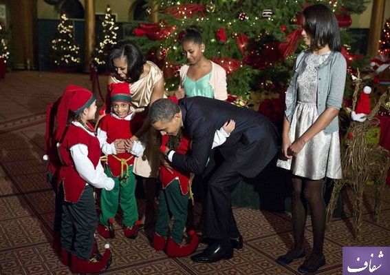 عکس/استقبال اوباما ودخترانشازکریسمس