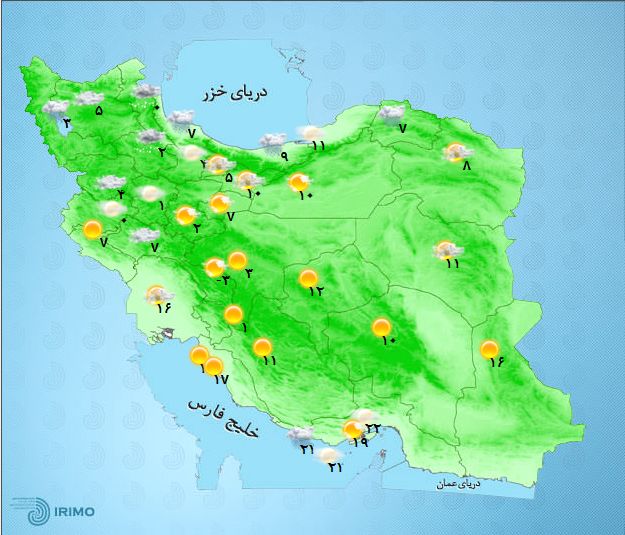 هوای نیمه ابری و بارش پراکنده در تهران +جدول