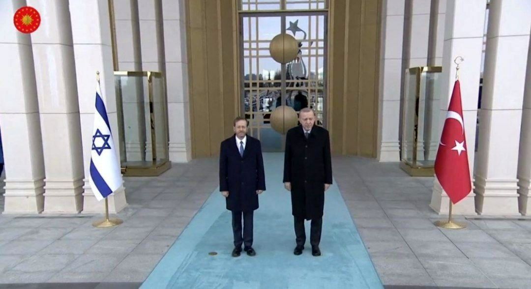 استقبال رسمی اردوغان از رئیس‌ رژیم صهیونیستی/تشکر هرتزوگ از استقبال گرم اردوغان