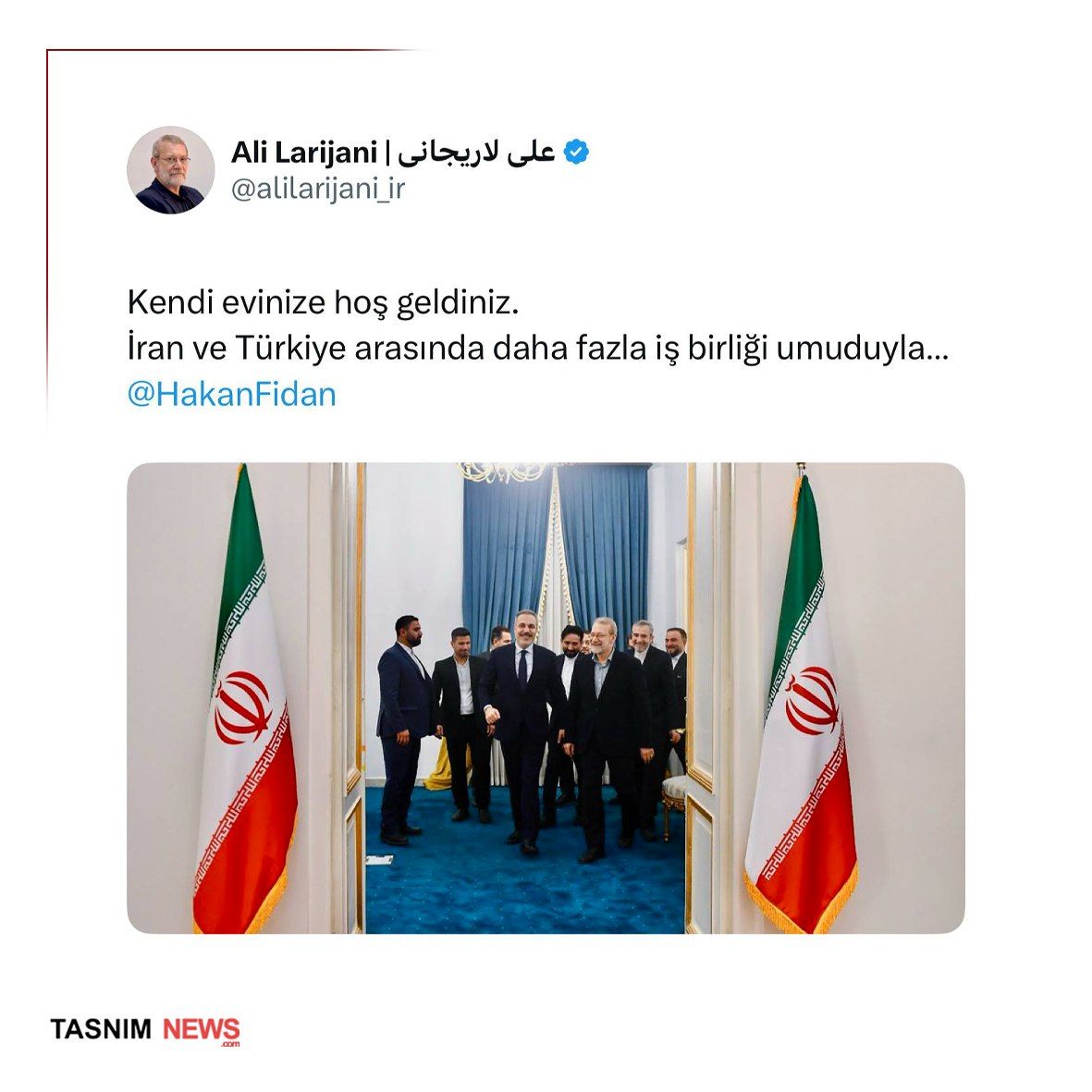 دیدار وزیر خارجه ترکیه با علی لاریجانی