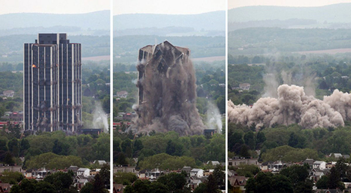 فیلم: تخریب برج ۲۱ طبقه با مواد منفجره